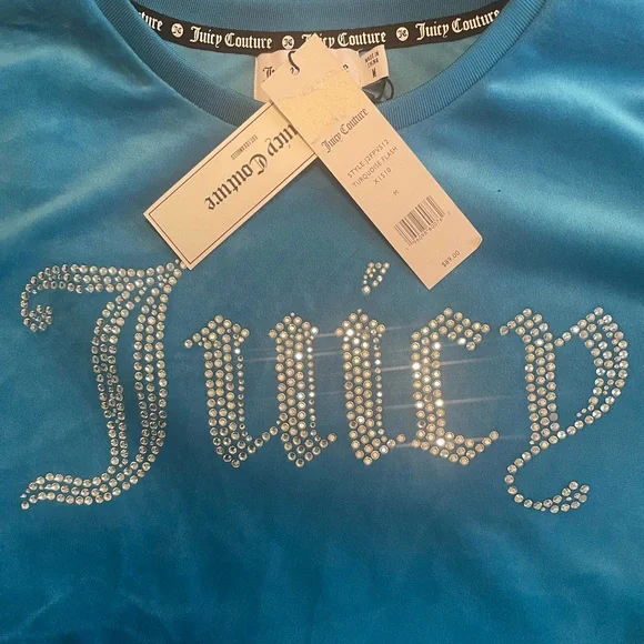 Juicy Couture Embellished Sweatshirt in Turquoise Flash - Picture 5 of 5